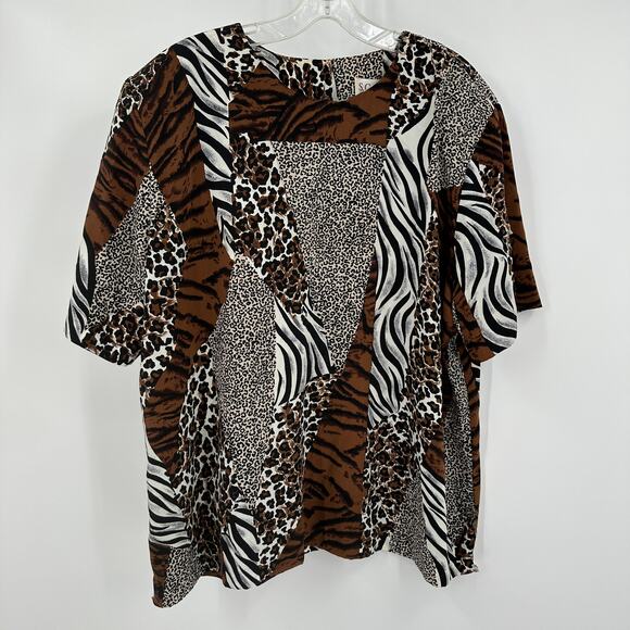 SG Sport Women Top Sz XL Animal Print Maximalist Junglecore Safari Y2K Statement - Picture 1 of 6